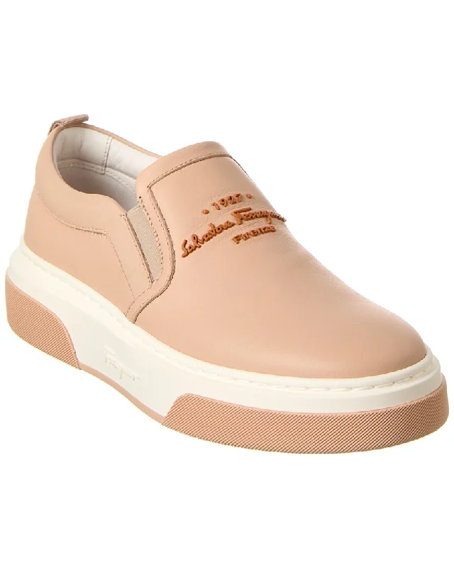 Ferragamo Cassina Leather Slip-On Sneaker