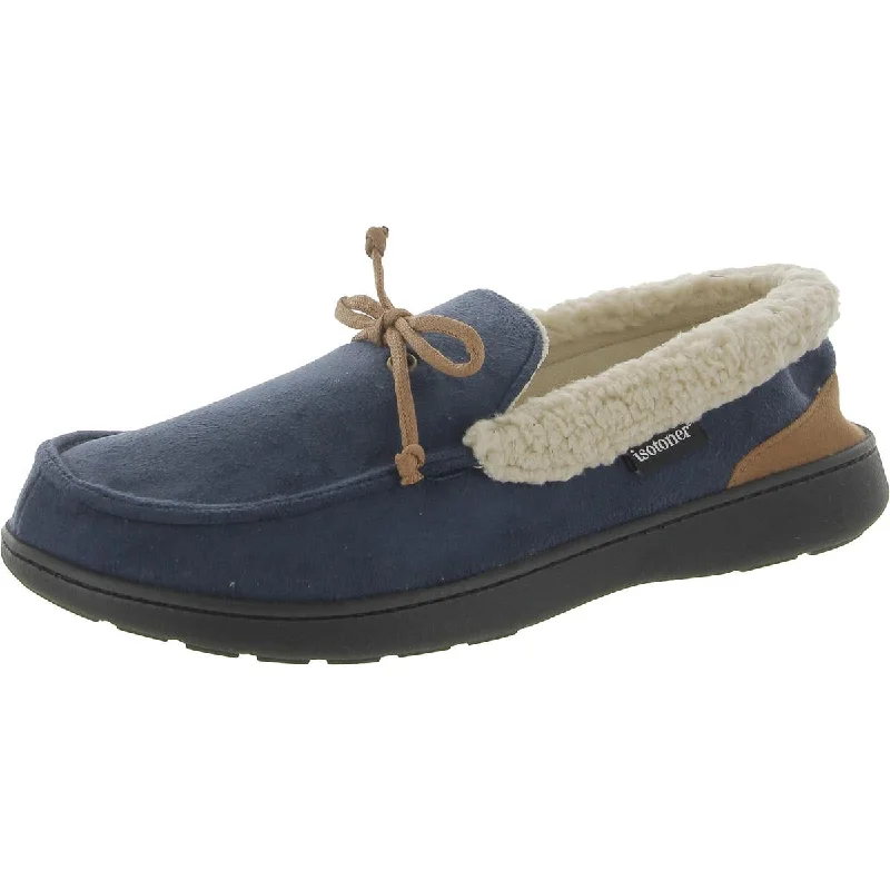 Isotoner Mens Vincent Faux Suede Memory Foam Moccasin Slippers