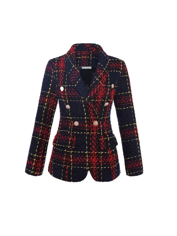 Red And Navy Tweed Blazer