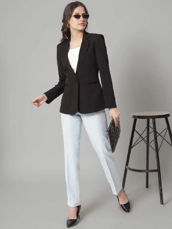 Regular Fit Stretch Notch collar blazer-Black