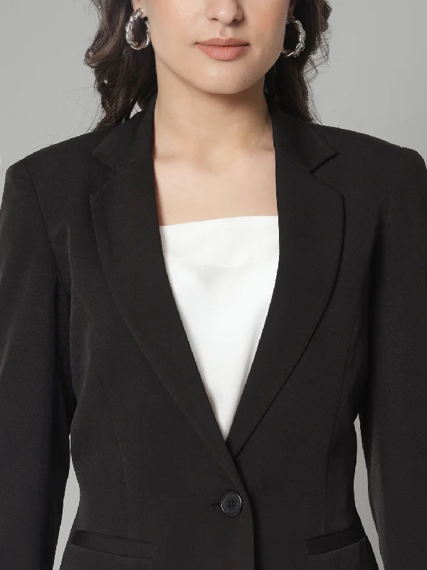 Regular Fit Stretch Notch collar blazer-Black