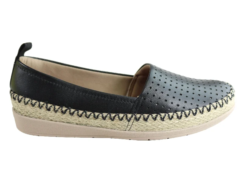 Usaflex May Womens Comfort Leather Espadrille Shoes Made In Brazil