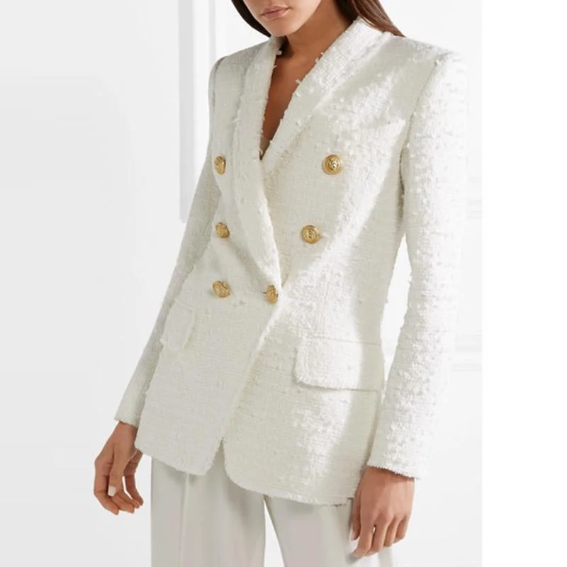 White Tweed Blazer For Women