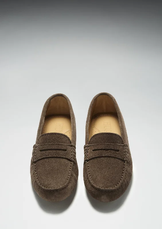 Women's Penny Driving Loafers, brown suede