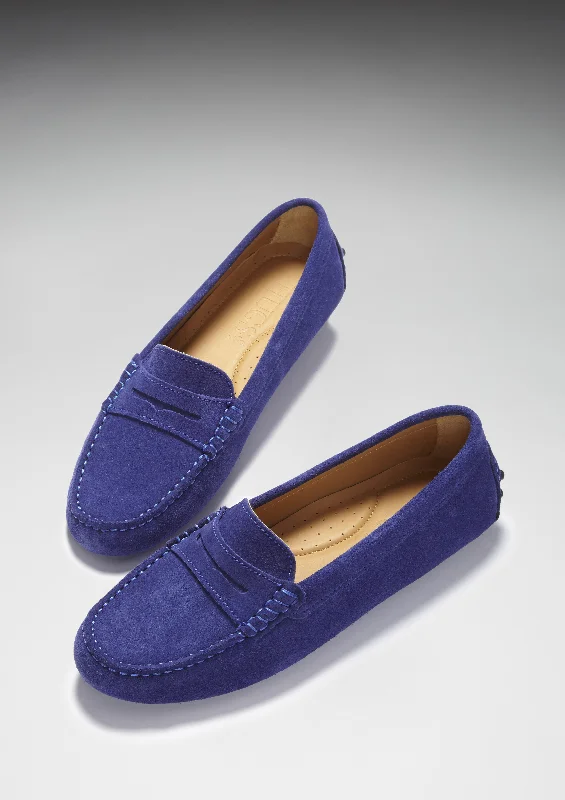 Women's Penny Driving Loafers, ink blue suede