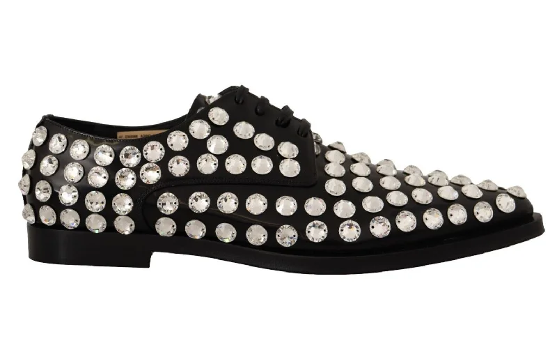 Dolce & Gabbana Crystal-Embellished Leather Formal Women's Flats