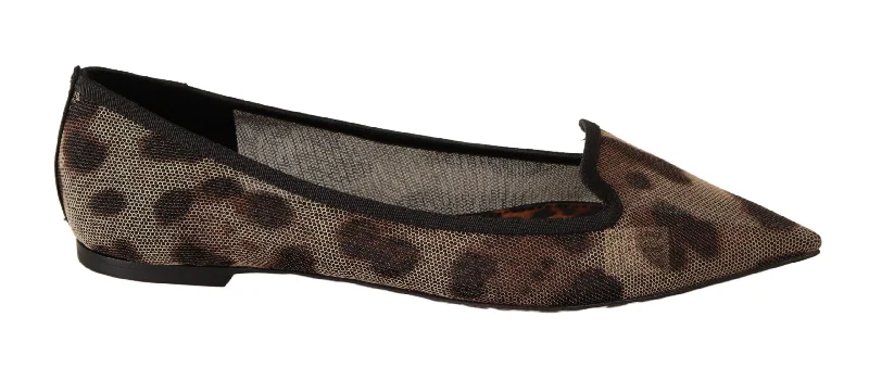 Dolce & Gabbana Elegant Leopard Print Flat Women's Loafers