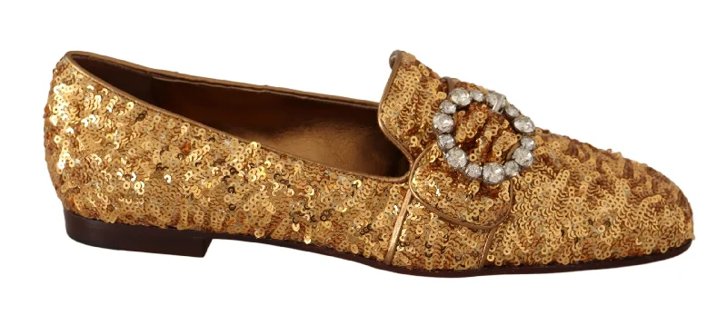 Dolce & Gabbana Elegant  Sequin Crystal Women's Flats