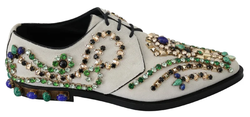 Dolce & Gabbana Elegant  Suede Dress Flats with Women's Crystals