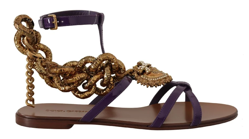 Dolce & Gabbana  Heart Chain Gladiator Women's Flats