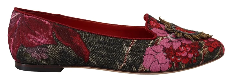 Dolce & Gabbana  Leather and Fabric Flats with Sac Heart Women's Patch