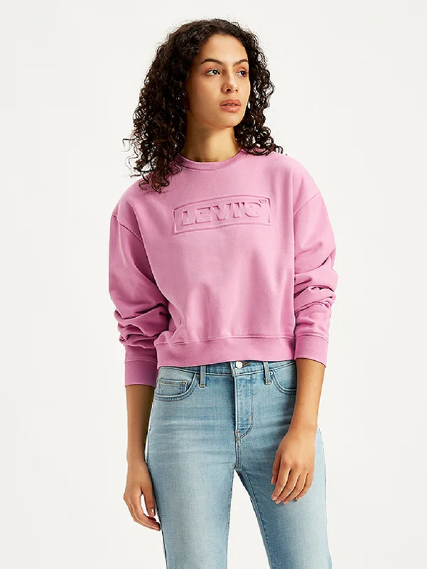 Women's Brand Logo Pink Crew Neck Sweatshirt