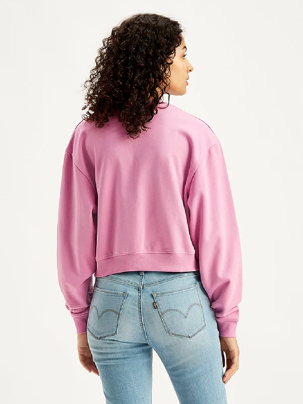 Women's Brand Logo Pink Crew Neck Sweatshirt