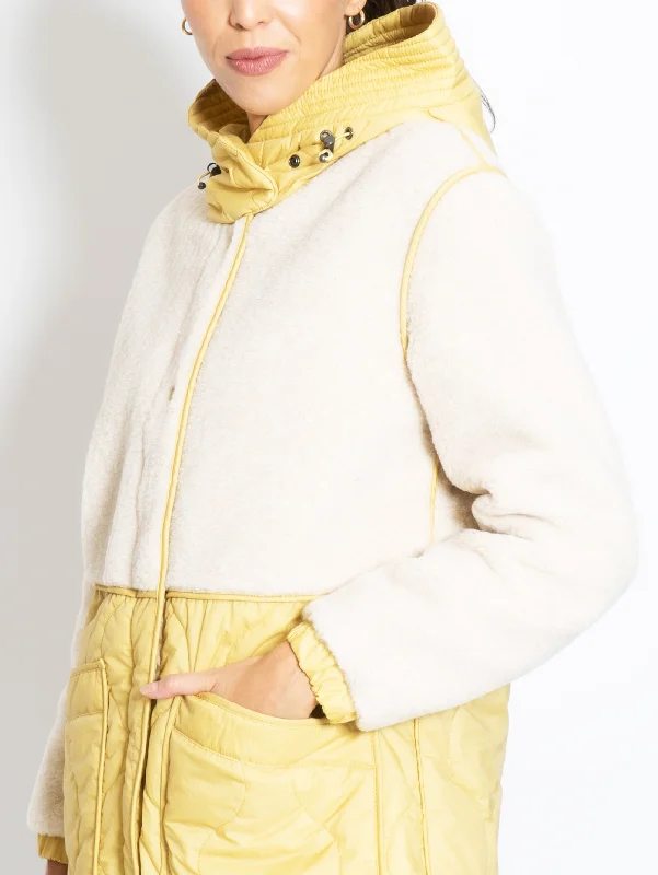 Parka in Pile e Nylon Giallo