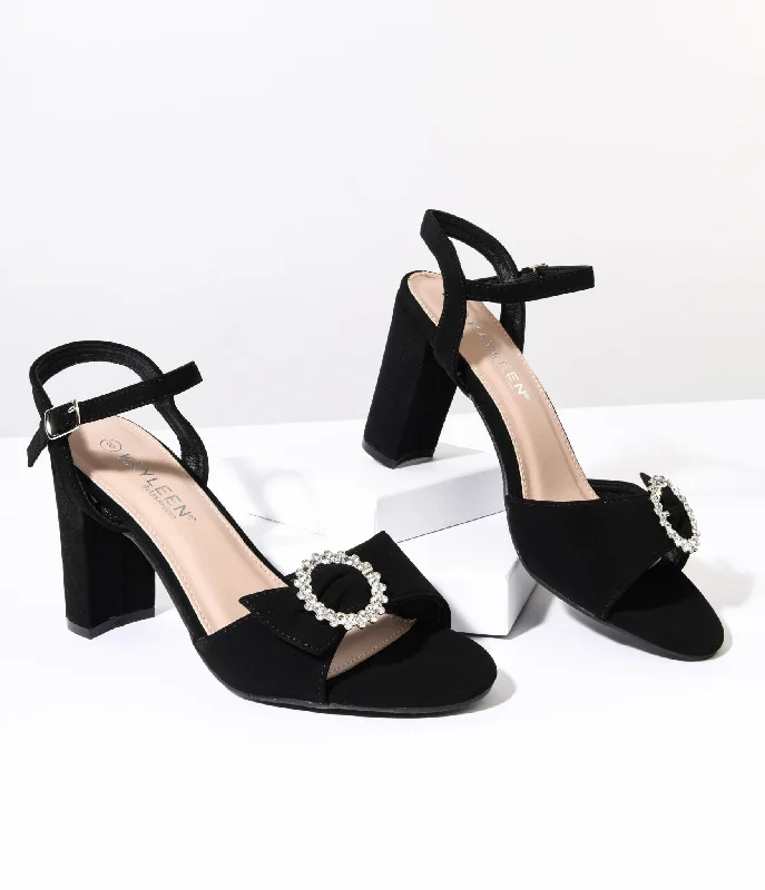 Elegantly stylish women's shoesBlack Suede & Silver Rhinestone Peep Toe Heels