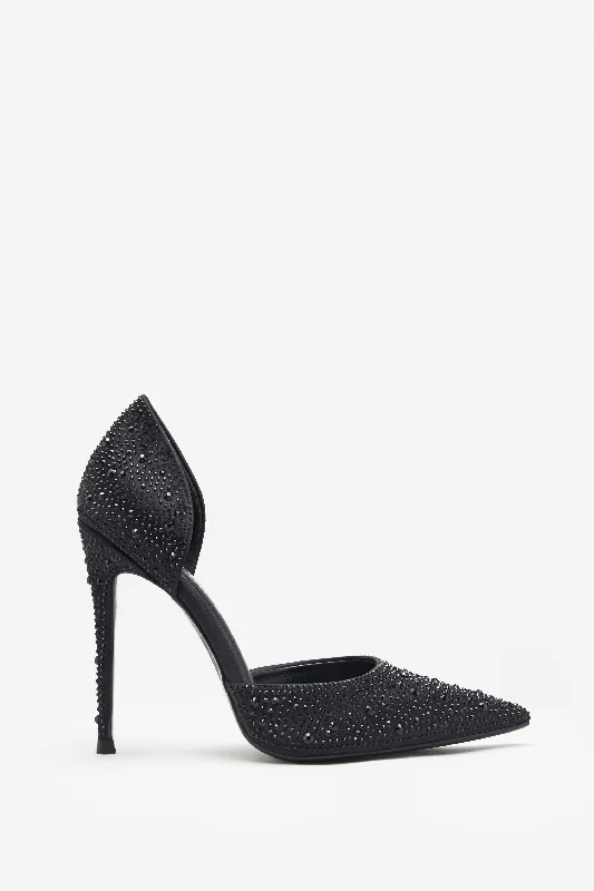 Chic and stylish women's shoes for cocktail partiesCatcher | Black Diamante Pointed Court Heels