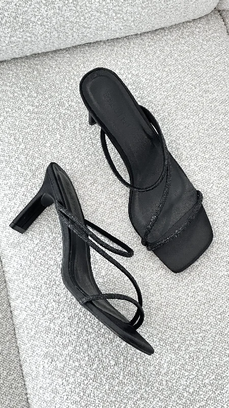 Comfy casual women's shoes for everyday wearFemi Heel - Black Satin Diamante