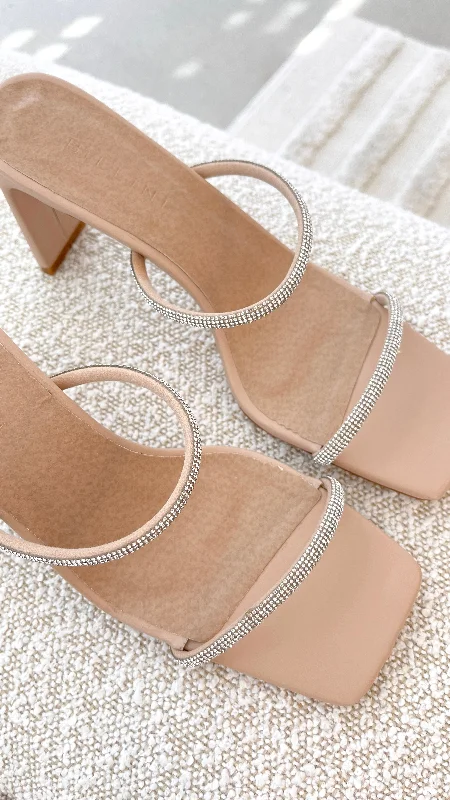 Timeless classic women's shoe designsKallie Heel - Nude Diamante