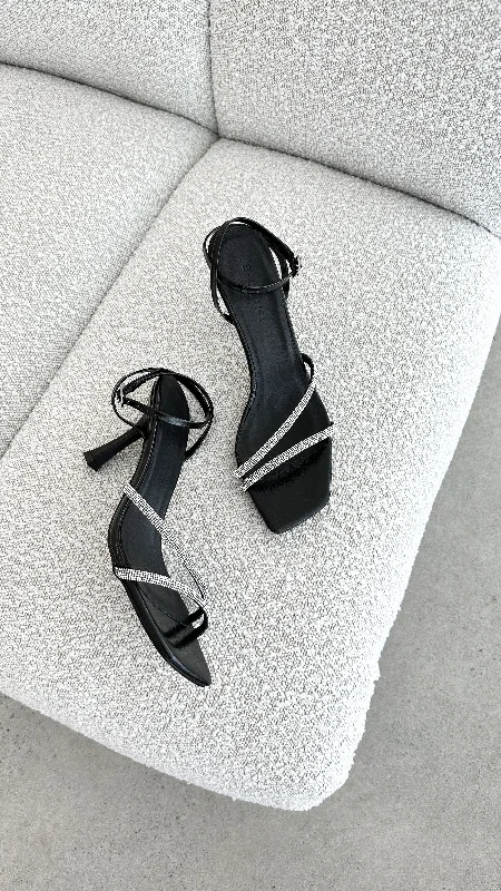 Bold and colorful women's shoes for making a statementReyes Heel - Black Crinkle Diamante