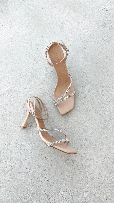 Comfy and stylish women's shoes for walkingReyes Heel - Nude Diamante
