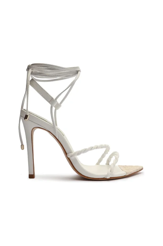 Elegant and sophisticated women's shoes for elegant eveningsSCHUTZ Jhessy White Lace-Up Heel