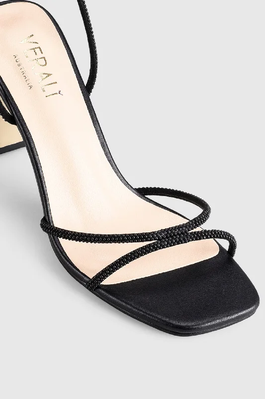 Luxurious and comfortable women's shoe options for special occasionsVERALi Kian Block Heel Sandals Black Pearl