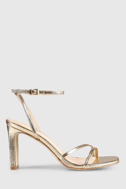 Elegantly stylish women's shoesVERALi Kimmy Slim Strappy Heels Champagne Metallic