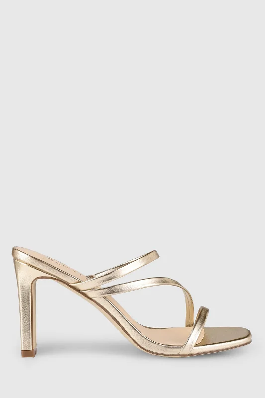 Elegant and sophisticated women's shoes for elegant eveningsVERALi Kipper Block Heel Mules Champagne Smooth