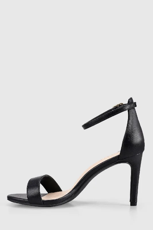 Elegant and sophisticated women's shoes for mature womenVERALi Mattie Strappy Heels Black Smooth