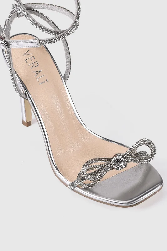 Bold and statement-making women's shoes for the bold and beautifulVERALi Ottawa Diamante High Heels Silver Metallic Smooth