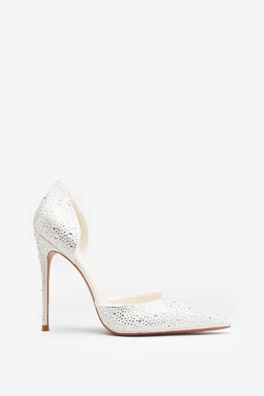 Durable and stylish women's shoes for outdoor activitiesCatcher | Ivory Diamante Pointed Court Heels