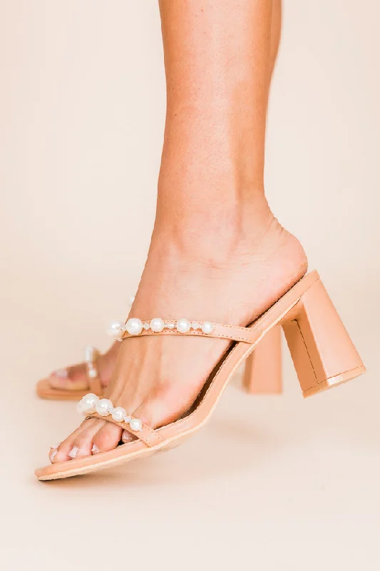 Stylish and practical women's shoes for rainy daysReese Nude Pearl Strap Heels
