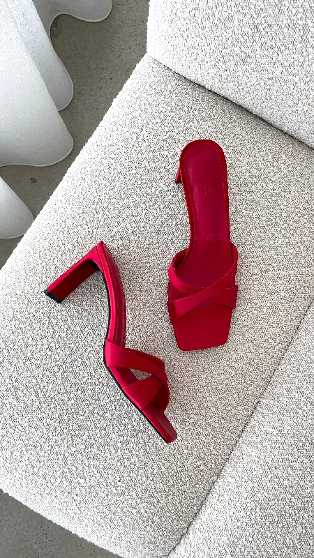 Comfy and casual women's shoes for the weekendKelsie Heels - Saffron Satin