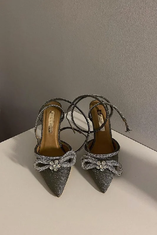 Chic and stylish women's shoes for cocktail partiesElope Rhinestone Heel in Silver Glitter