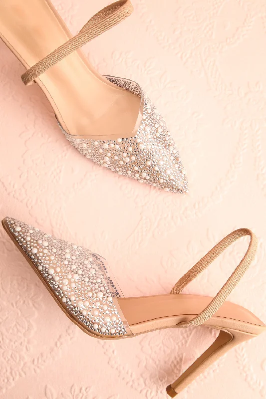 Stylish and supportive women's shoes for plantar fasciitisPerlia | Pointed Toe Heels w/ Crystals