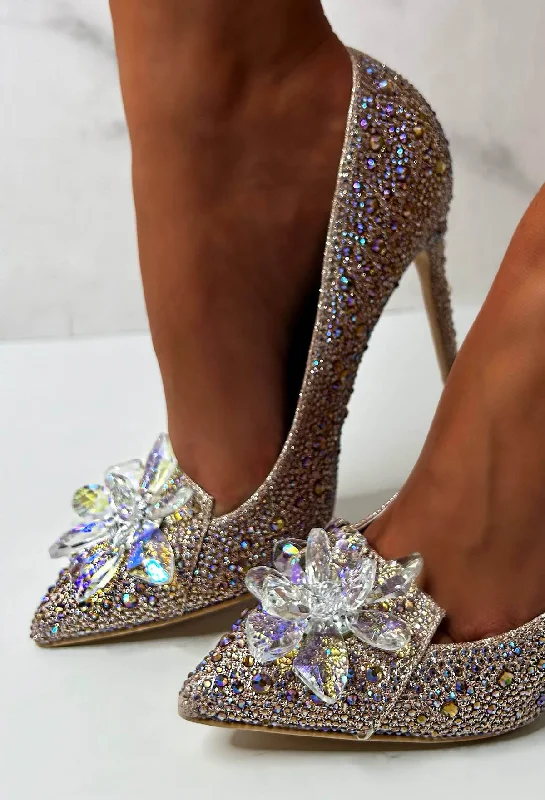 Fashion-forward and trendy women's shoe stylesLate For The Ball Rose Gold Crystal Glass Flower Diamond Court Heels Limited Edition