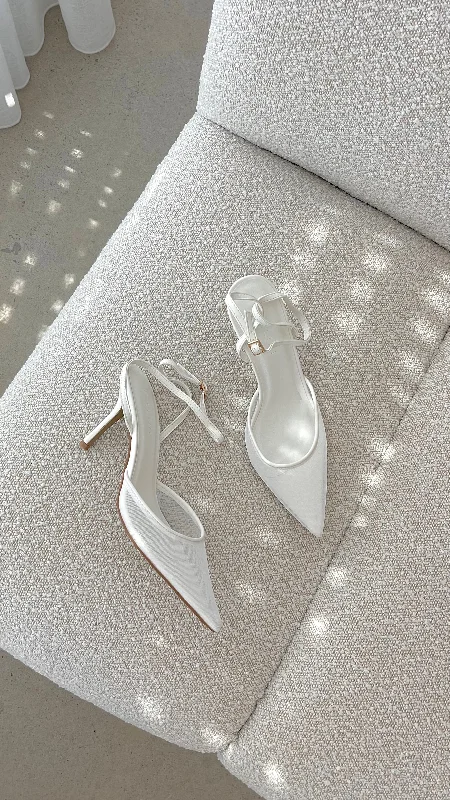 Timeless classic women's shoe designsKetifa Heel - White Mesh