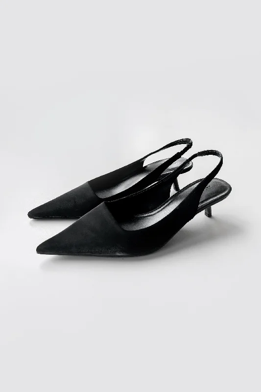 Exotic and bold women's shoe designsPOINTED TOE SLING BACK KITTEN HEEL