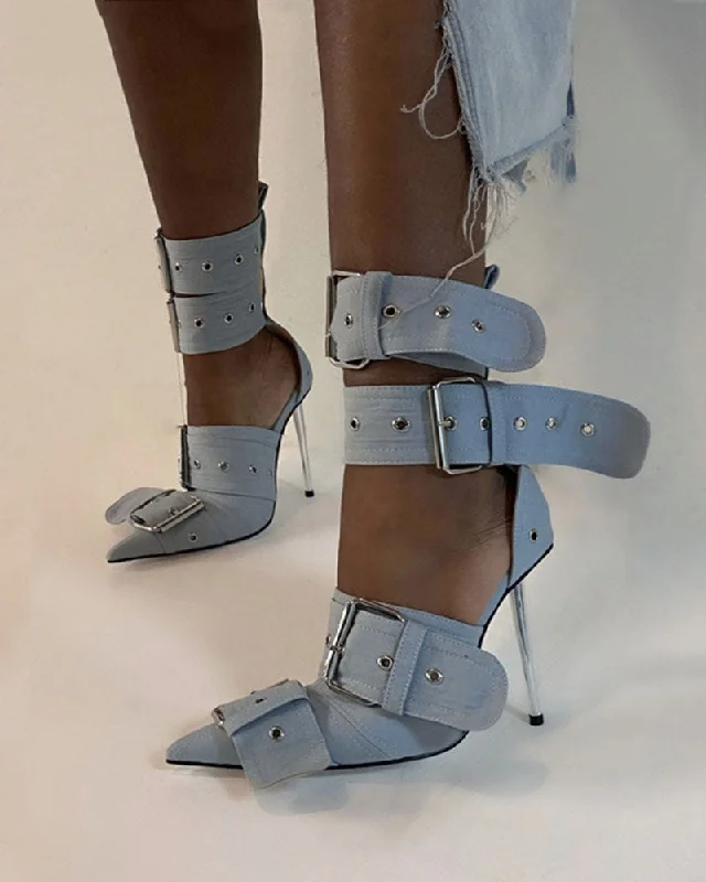 Colorful and vibrant women's shoe patternsBuckled Design Striking Pointed Toe Heels
