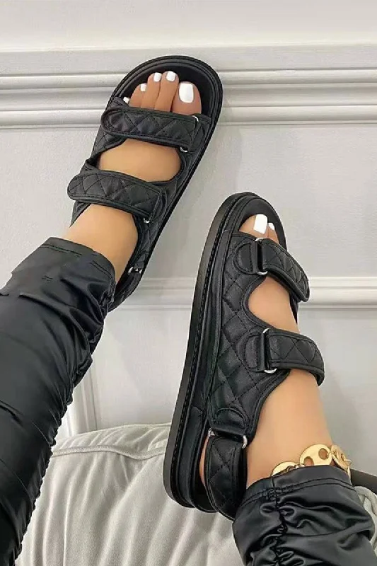 Comfy casual women's shoes for everyday wearSolid Color Classic Velcro Chunky Sandals