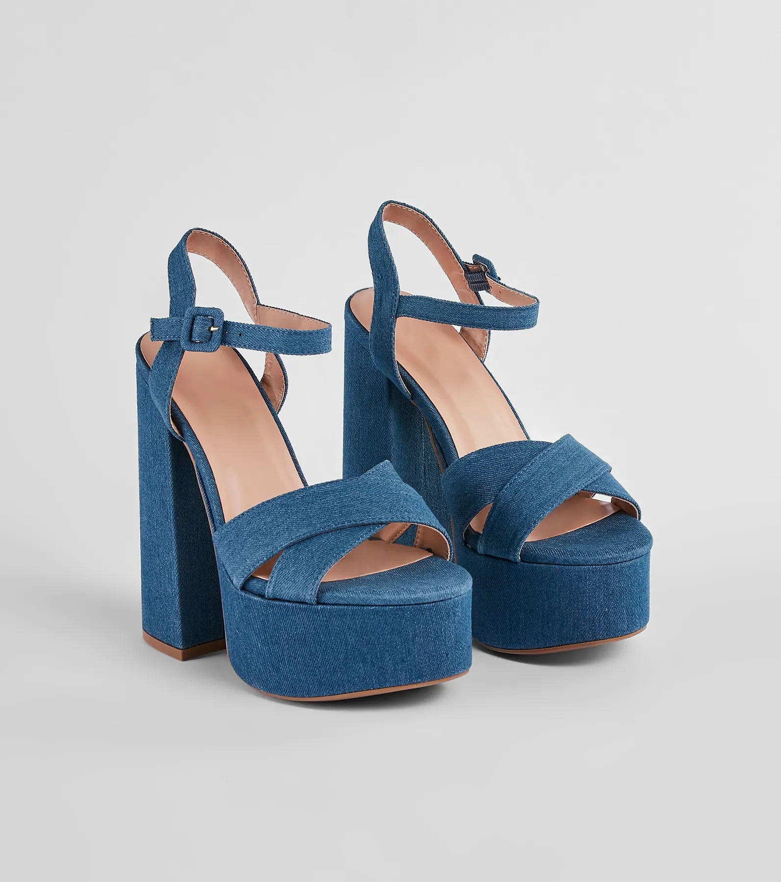 Flattering and stylish women's shoes for wide feetCarpe Denim Platform Block Heels