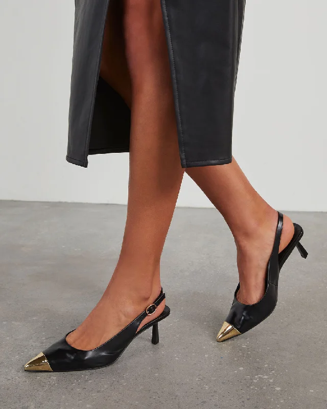 Comfy and stylish women's shoes for everyday casual wearDenzel Metallic Tip Slingback Heels