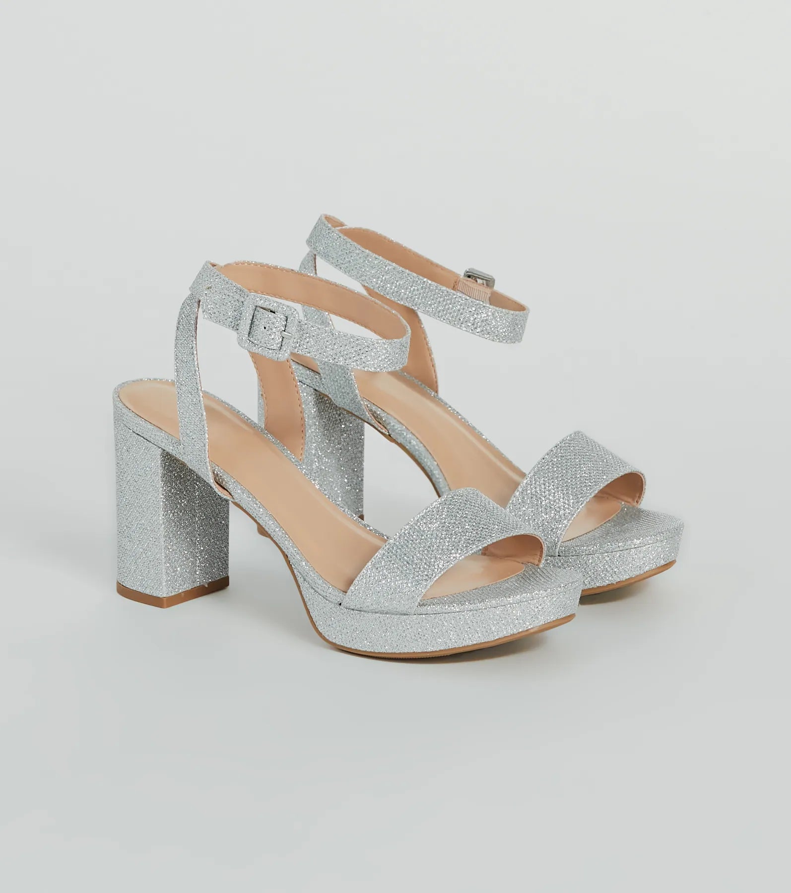 Elegant and sophisticated women's shoes for opera nightsDressed To Dazzle Glitter Mesh Platform Block Heels