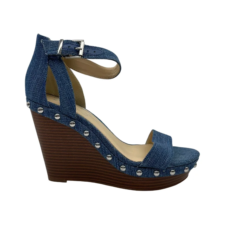 Bold and unique women's shoes for fashion-forward individualsBLUE SANDALS HEELS WEDGE by JESSICA SIMPSON Size:8