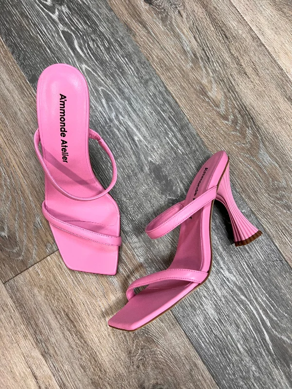 Elegant and sophisticated women's shoes for elegant eveningsSandals Heels Block By Ammonde Atelier In Pink, Size: 6.5