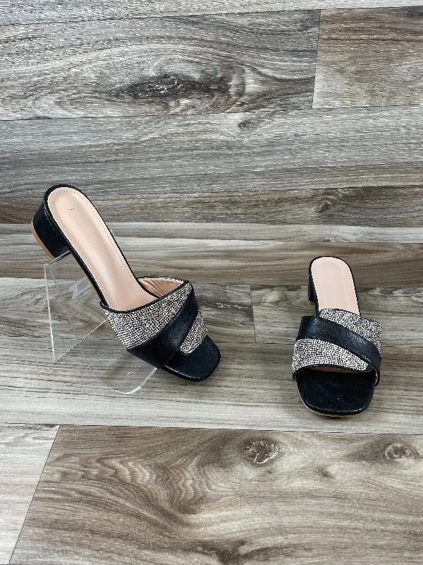 Elegant and sophisticated women's shoes for dinner datesSandals Heels Block By Cme In Black & Silver, Size: 8.5