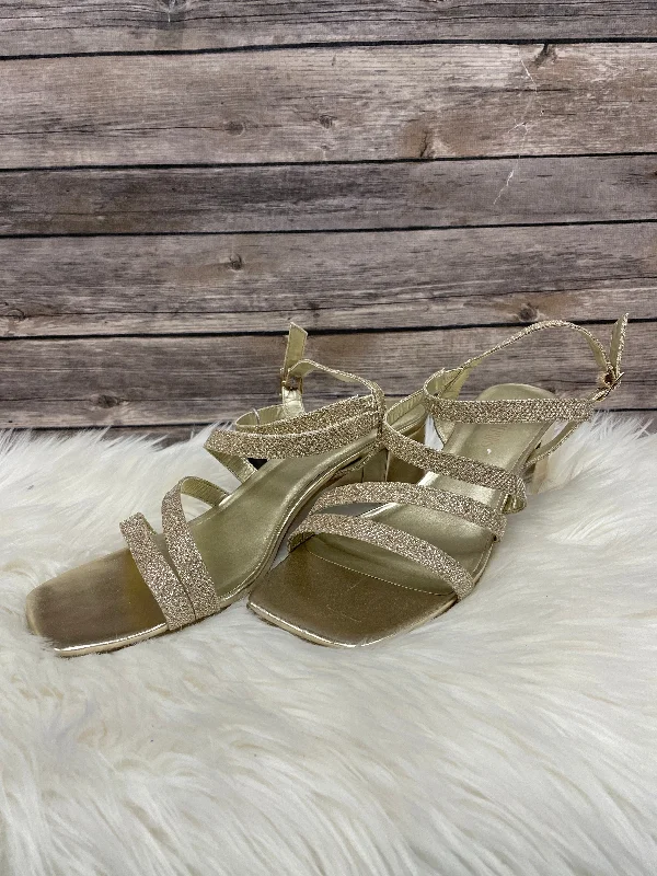 Elegantly stylish women's shoesSandals Heels Block By Cme In Gold, Size: 11
