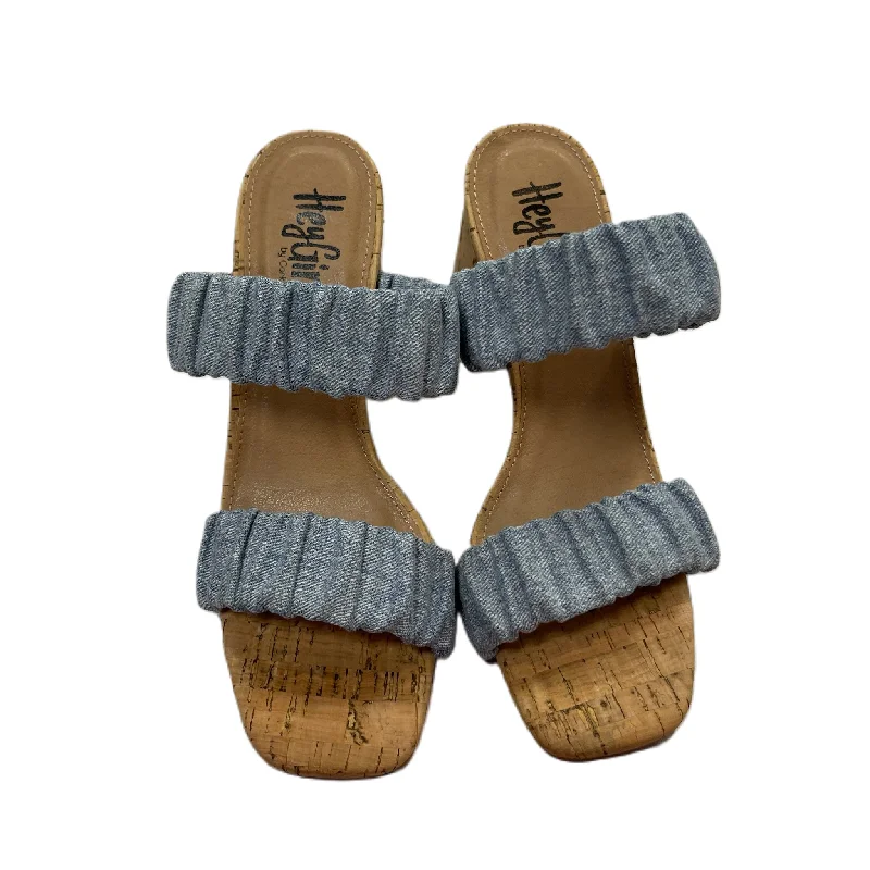 Bold and statement-making women's shoes for the bold and beautifulSandals Heels Block By Hey Girl In Blue, Size: 8