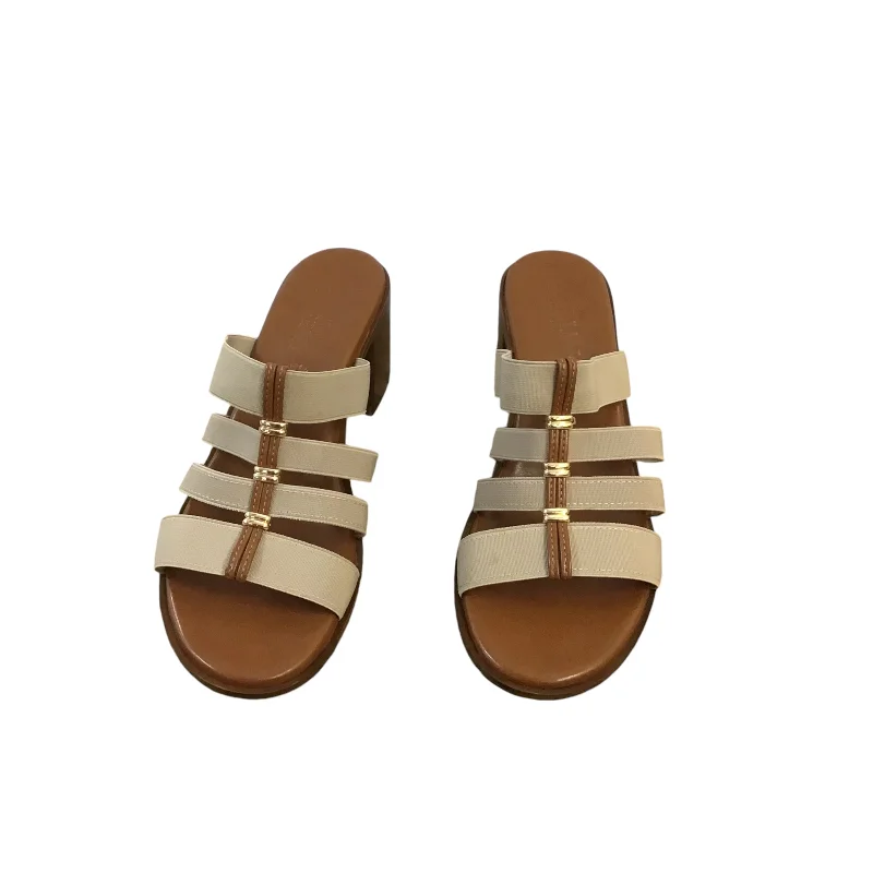 Comfortable yet fashionable women's shoesSandals Heels Block By Italian Shoemakers In Tan, Size: 10