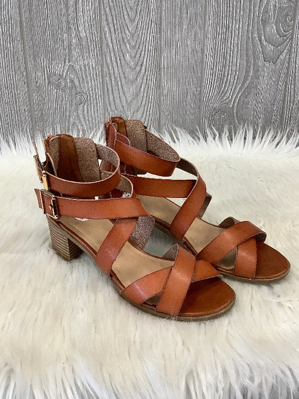 Comfy and stylish women's shoes for flat feetSandals Heels Block By Material Girl In Brown, Size: 7.5